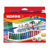 Фломастеры KORELLOS Kores 24 цвета,  в картонной коробке с подвесом, 29014