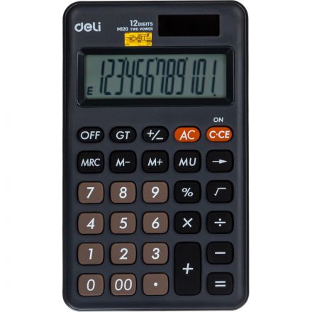 Калькулятор карманный Deli EM120,12-р, дв. пит, 118x70мм, темно-серый