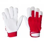 Перчатки кожаные рабочие JetaSafety JLE301-8 цв.красный/белый р.M