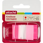 Клейкие закладки Attache пластиковые розовые 25 листов 25х45 мм в диспенсере