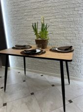 Стол обеденный "Бунратти" 110*70, ЛДСП 22мм+пластик, Дуб , опоры металл Стол обеденный "Бунратти" 110*70, ЛДСП 22мм+пластик, Дуб , опоры металл