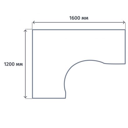 Стол Metal System St эрг лев П-обр. м/к БП.СА-4Л 1600x1200x750 Белый/Антр