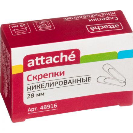 Скрепки Attache металлические никелированные 28 мм (100 штук в упаковке) Скрепки Attache металлические никелированные 28 мм (100 штук в упаковке)