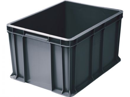 Ящик 400х300х230 сплошной, с внешней ручкой  серый