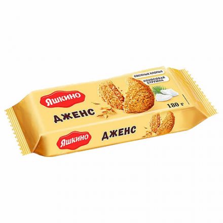 Печенье ЯШКИНО "Дженс", сдобное, со злаками и кокосовой стружкой, 180 г, МП150 Печенье ЯШКИНО "Дженс", сдобное, со злаками и кокосовой стружкой, 180 г, МП150