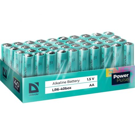 Батарейка DEFENDER алкалиновая LR6-40box AA, бокс 40шт/уп PowerPulse