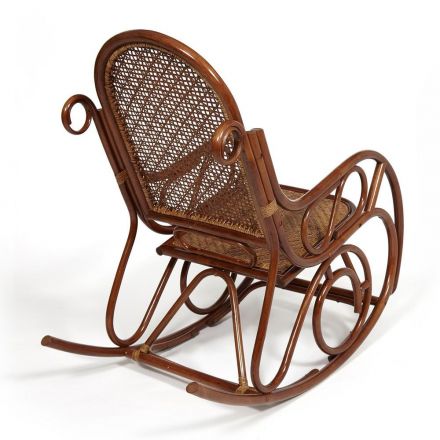 Кресло-качалка MILANO (разборная) / без подушки /, ротанг top quality, 58x136x103 см, Pecan (орех)
