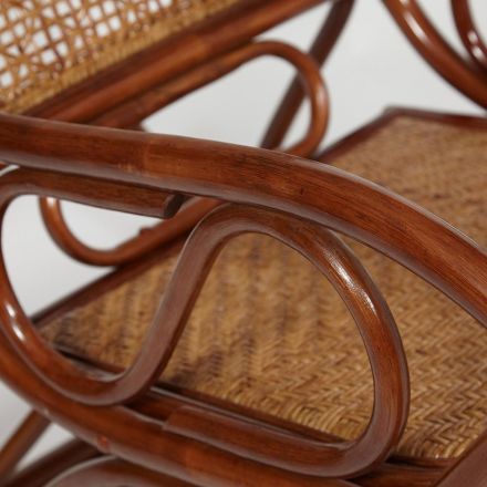 Кресло-качалка MILANO (разборная) / без подушки /, ротанг top quality, 58x136x103 см, Pecan (орех)