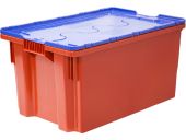 Ящик п/э 600х400х300 Safe PRO сплошной цв. красный с синей крышкой