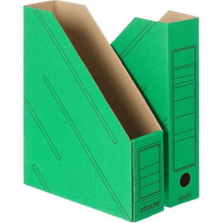 Вертикальный накопитель Attache картонный зеленый ширина 75 мм (2 штуки в упаковке)