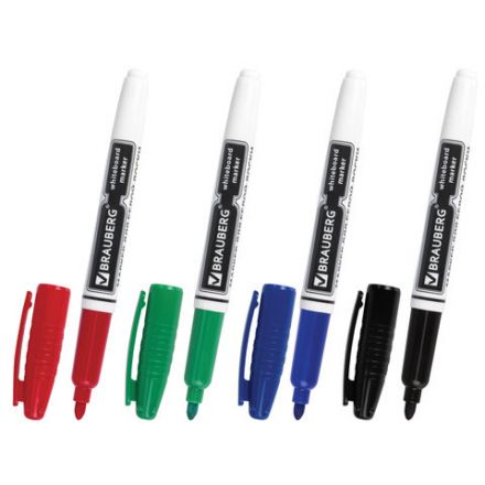 Маркеры стираемые для белой доски НАБОР 4 ЦВЕТА, BRAUBERG, 4 мм, эргономичный корпус, 150850 Маркеры стираемые для белой доски НАБОР 4 ЦВЕТА, BRAUBERG, 4 мм, эргономичный корпус, 150850