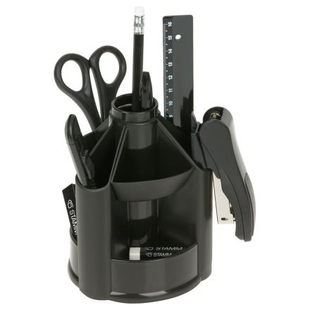 Набор канцелярских принадлежностей СТАММ "MiniDesk", 13 предметов, вращающийся, черный Набор канцелярских принадлежностей СТАММ "MiniDesk", 13 предметов, вращающийся, черный