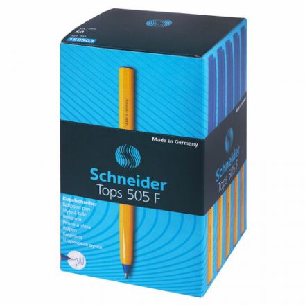 Ручка шариковая SCHNEIDER (Германия) "Tops 505 F", СИНЯЯ, корпус желтый, узел 0,8 мм, линия письма 0,4 мм, 150503 Ручка шариковая SCHNEIDER (Германия) "Tops 505 F", СИНЯЯ, корпус желтый, узел 0,8 мм, линия письма 0,4 мм, 150503