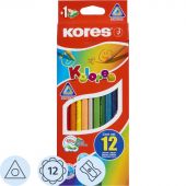 Карандаши цветные Kores 12 цветов трехгранные с точилкой