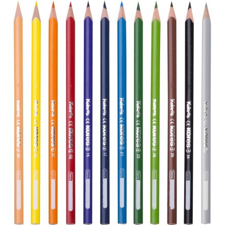 Карандаши цветные Kores 12 цветов трехгранные с точилкой Карандаши цветные Kores 12 цветов трехгранные с точилкой