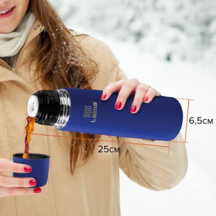 Термос LAIMA классический с узким горлом, 0,5 л, нержавеющая сталь, синий, 605122 Термос LAIMA классический с узким горлом, 0,5 л, нержавеющая сталь, синий, 605122