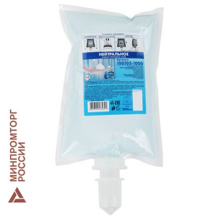 Картридж с жидким мылом-пеной одноразовый (Система S4), "Нейтральное", синее, 1 л, KEMAN, 100105-1000 Картридж с жидким мылом-пеной одноразовый (Система S4), "Нейтральное", синее, 1 л, KEMAN, 100105-1000