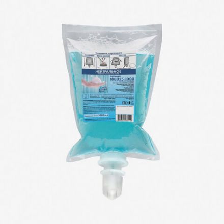 Картридж с жидким мылом-пеной одноразовый (Система S4), "Нейтральное", синее, 1 л, KEMAN, 100105-1000