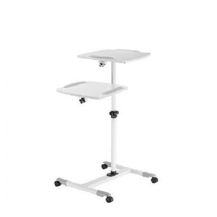 Столик проекционный FIX TS-6A, до 10 кг., белый, с полкой, колеса Столик проекционный FIX TS-6A, до 10 кг., белый, с полкой, колеса