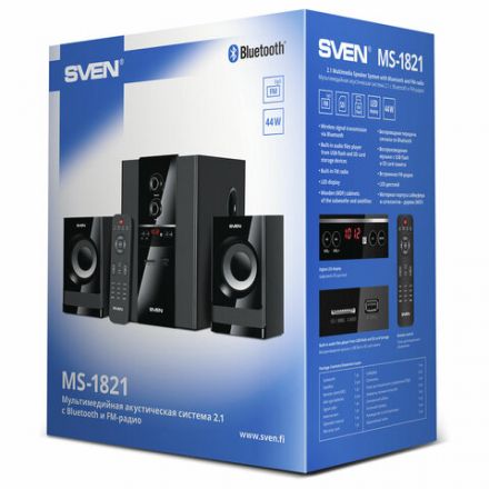 Колонки компьютерные SVEN MS-1821, 2.1, 44 Вт, Bluetooth, FM, USB, SD, черные, SV-020, SV-020774 Колонки компьютерные SVEN MS-1821, 2.1, 44 Вт, Bluetooth, FM, USB, SD, черные, SV-020, SV-020774