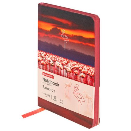 Блокнот МАЛЫЙ ФОРМАТ (100х150 мм) А6, BRAUBERG VISTA "Flamingo", под кожу, гибкий, тиснение фольга, 80 л., 112099