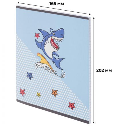 Тетрадь общая А5 48л №1School Shark,клет,скреп, ВД-лак