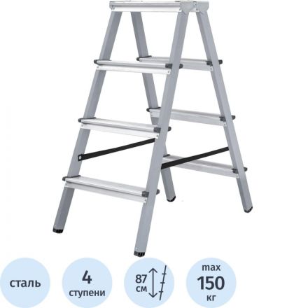 Стремянка ст./ал. двухсторонняя Новая Высота NV 1140, 2х4 ступ.80мм 1140204 Стремянка ст./ал. двухсторонняя Новая Высота NV 1140, 2х4 ступ.80мм 1140204