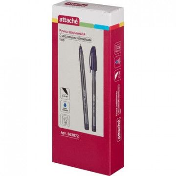 Ручка шариковая одноразовая Attache Glide Trio синяя (толщина линии 0.5 мм)