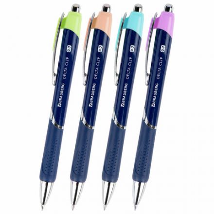 Ручка шариковая автоматическая с грипом BRAUBERG DELTA CLIP, СИНЯЯ, ассорти, узел 0,7 мм, линия письма 0,35 мм,144201 Ручка шариковая автоматическая с грипом BRAUBERG DELTA CLIP, СИНЯЯ, ассорти, узел 0,7 мм, линия письма 0,35 мм,144201