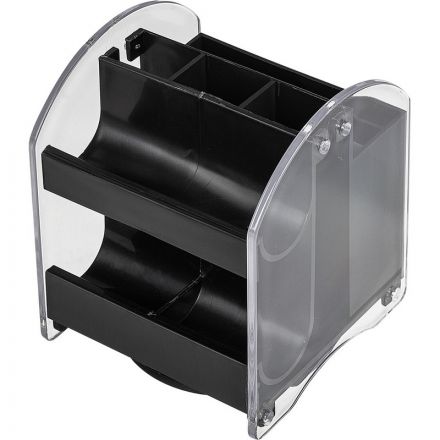 Набор настольный ATTACHE прозрачный/черный, 10 предметов, вращающийся Набор настольный ATTACHE прозрачный/черный, 10 предметов, вращающийся