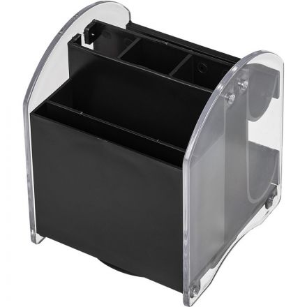 Набор настольный ATTACHE прозрачный/черный, 10 предметов, вращающийся Набор настольный ATTACHE прозрачный/черный, 10 предметов, вращающийся