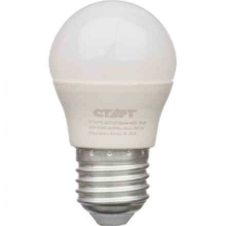 Лампа светодиодная Старт 7Вт E27 шарообразная 2700k теплый белый свет Лампа светодиодная Старт 7Вт E27 шарообразная 2700k теплый белый свет