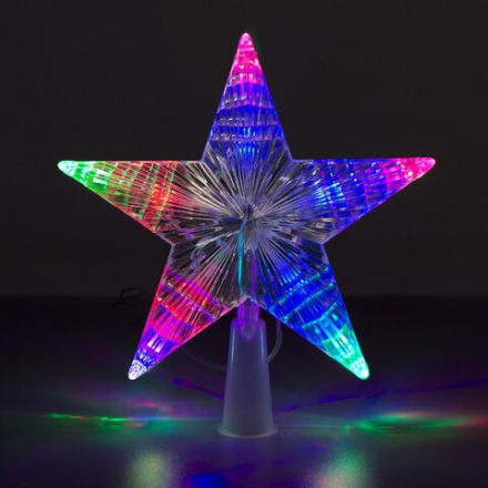 Звезда на ель ЗОЛОТАЯ СКАЗКА 10 LED, 16,5 см, прозрачный корпус, 3 цвета, на батарейках, 591272 Звезда на ель ЗОЛОТАЯ СКАЗКА 10 LED, 16,5 см, прозрачный корпус, 3 цвета, на батарейках, 591272