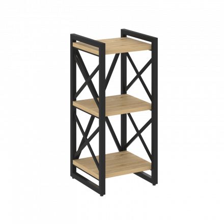 Loft Стеллаж на регулируемых опорах-3 полки VR.L-MST.O-3.4 Тиквуд светлый/Чёрный металл 400*400*910
