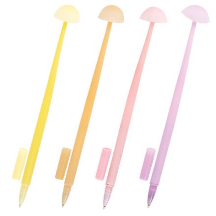 Ручка фигурная шариковая ЮНЛАНДИЯ "Гриб", силиконовый корпус, ассорти, СИНЯЯ, пишущий узел 0,7 мм, 143796