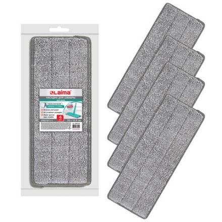 Насадки МОП для швабры (кармашки с 2-х сторон) КОМПЛЕКТ 4 шт., микрофибра, 33х12,5 см, LAIMA, 608146 Насадки МОП для швабры (кармашки с 2-х сторон) КОМПЛЕКТ 4 шт., микрофибра, 33х12,5 см, LAIMA, 608146