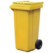 Контейнер-бак мусорный 120 л пластиковый на 2-х колесах с крышкой желтый