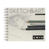 Скетчбук Sketch&Art 185х155мм 120л 52г гладк,греб,д/скетч,набр 1-120-566/02