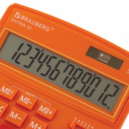 Калькулятор настольный BRAUBERG EXTRA-12-RG (206x155 мм), 12 разрядов, двойное питание, ОРАНЖЕВЫЙ, 250485 Калькулятор настольный BRAUBERG EXTRA-12-RG (206x155 мм), 12 разрядов, двойное питание, ОРАНЖЕВЫЙ, 250485