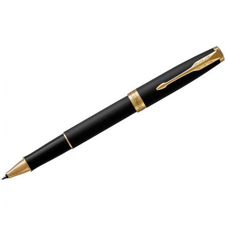 Ручка-роллер Parker "Sonnet Matte Black GT" черная, 0,8мм, подарочная упаковка