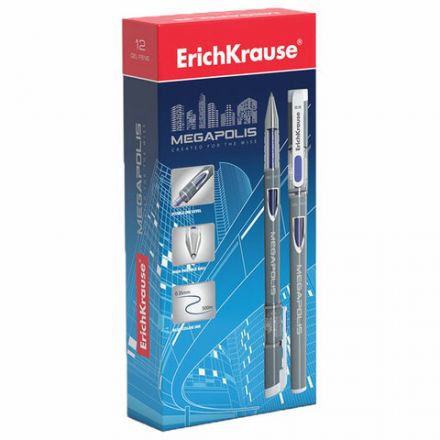 Ручка гелевая ERICH KRAUSE "Megapolis Gel", СИНЯЯ, корпус с печатью, узел 0,5 мм, линия письма 0,4 мм, 92 Ручка гелевая ERICH KRAUSE "Megapolis Gel", СИНЯЯ, корпус с печатью, узел 0,5 мм, линия письма 0,4 мм, 92