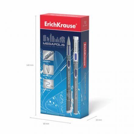 Ручка гелевая ERICH KRAUSE "Megapolis Gel", СИНЯЯ, корпус с печатью, узел 0,5 мм, линия письма 0,4 мм, 92 Ручка гелевая ERICH KRAUSE "Megapolis Gel", СИНЯЯ, корпус с печатью, узел 0,5 мм, линия письма 0,4 мм, 92