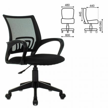 Кресло BRABIX "Fly MG-396", с подлокотниками, сетка, черное, 532083