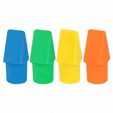 Ластики-колпачки BRAUBERG "Eraser Caps", НАБОР 12 ШТУК, яркие цвета ассорти, блистер, 271994