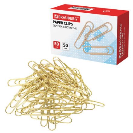 Скрепки большие 50 мм, BRAUBERG, золотистые, 50 шт., в картонной коробке, 270447 Скрепки большие 50 мм, BRAUBERG, золотистые, 50 шт., в картонной коробке, 270447