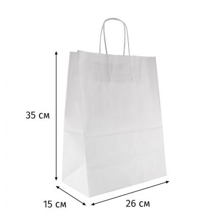 Пакет бумажный 260х150х350 мм, 80 гр/м2,с круч. ручками, белый, 200 шт/уп Пакет бумажный 260х150х350 мм, 80 гр/м2,с круч. ручками, белый, 200 шт/уп