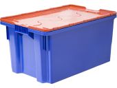 Ящик п/э 600х400х300 Safe PRO сплошной цв. синий с оранжевой крышкой