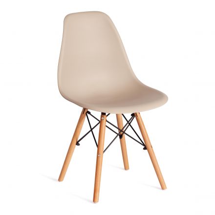 Стул Tetchair CINDY (EAMES) (mod. 1801) дерево бук/металл/сиденье пластик, 45x51x82 см, Beige (Бежевый)