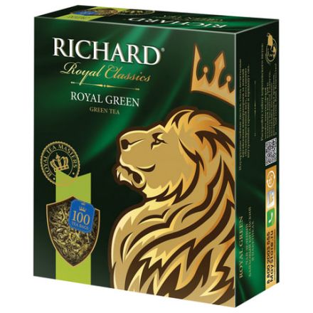 Чай RICHARD "Royal Green" зеленый, 100 пакетиков по 2 г, 610150 Чай RICHARD "Royal Green" зеленый, 100 пакетиков по 2 г, 610150