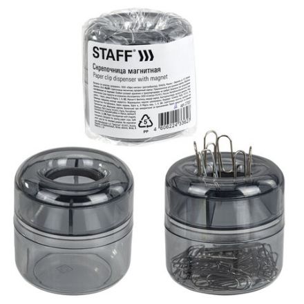 Скрепочница магнитная STAFF "Basic", прозрачный корпус, 270556, 59 Скрепочница магнитная STAFF "Basic", прозрачный корпус, 270556, 59